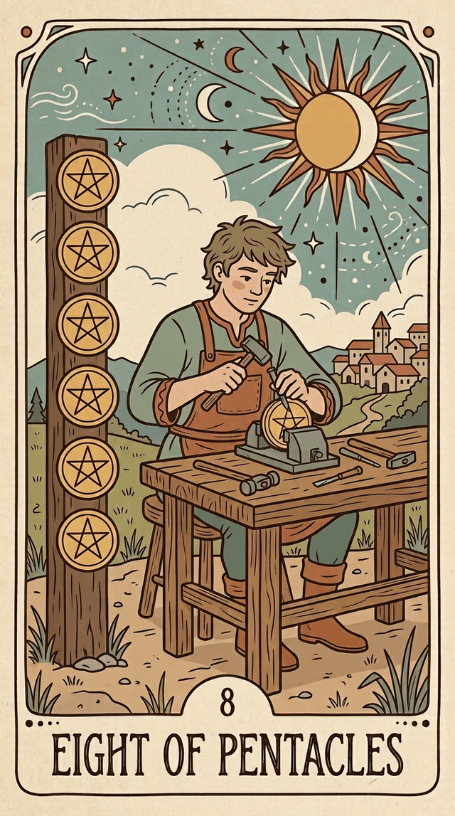 Eight of Pentacles tarot card