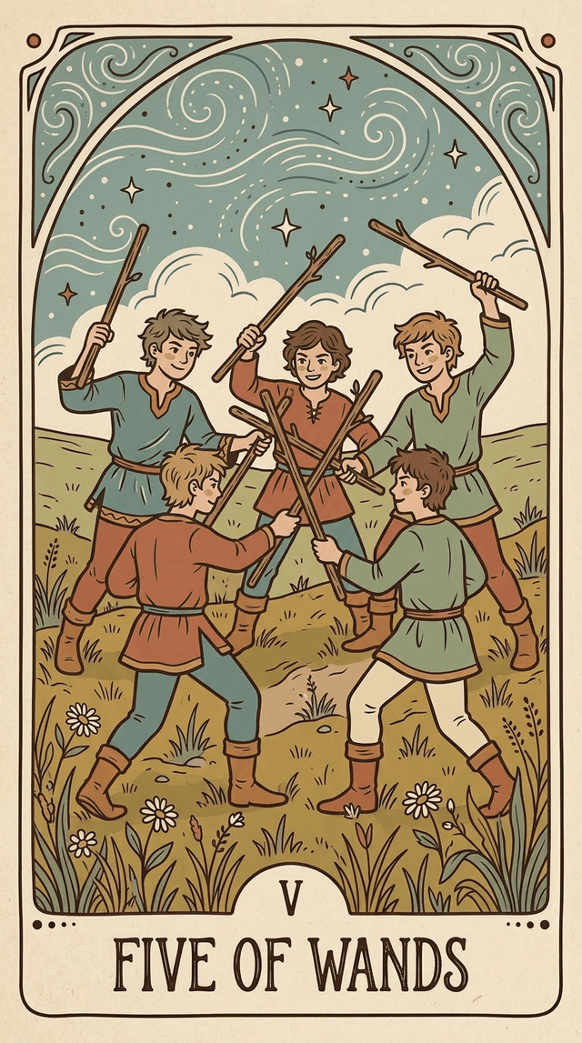 Five of Wands tarot card