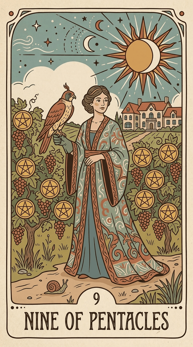 Nine of Pentacles tarot card