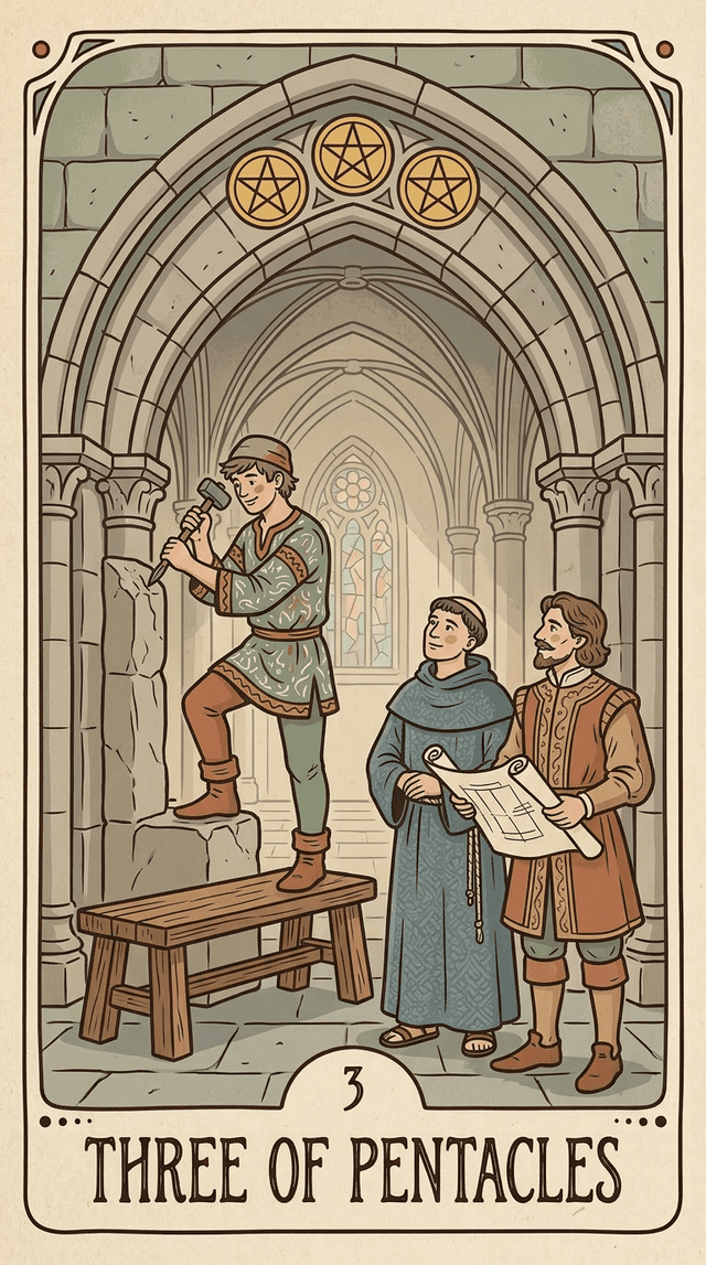 Three of Pentacles tarot card